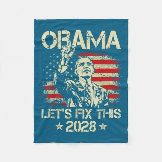Obama 2028 Let's Fix This Obama 48th President フリースブランケット (正面)