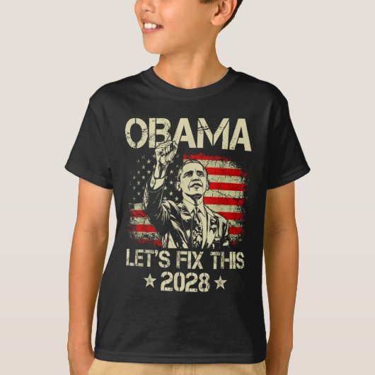 Obama 2028 Let's Fix This Obama 48th President Tシャツ (正面)