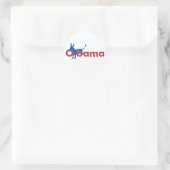 Obama Blue Donkey – 白いアウトライン ラウンドシール (バッグ)