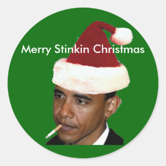 Obama Christmas Sticker(t shirt bumperアンチオバマ) ラウンドシール