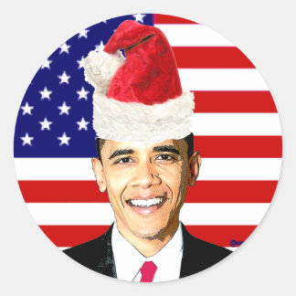 Obama Christmas stickers ラウンドシール