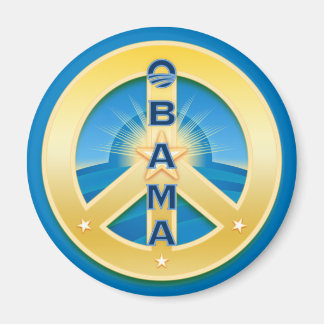 Obama GoldStar Peace Magnets、青に丸 マグネット