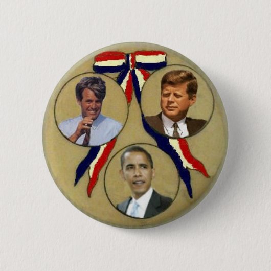 Obama/JFK/RFK Trigateのレトロボタン 缶バッジ (正面)