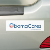 ObamaCaresのバンパーステッカー(白で青い) バンパーステッカー (車上)
