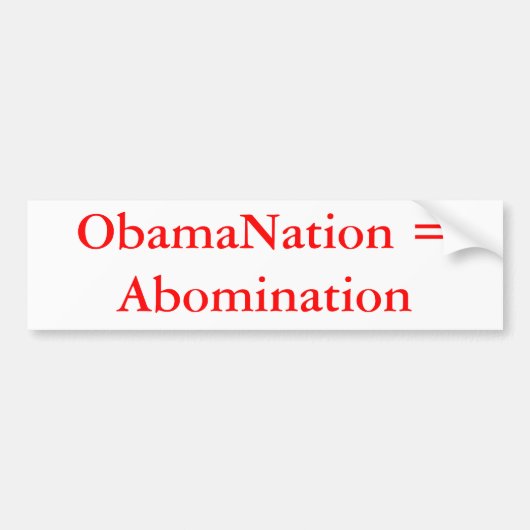ObamaNation =憎悪 バンパーステッカー (正面)