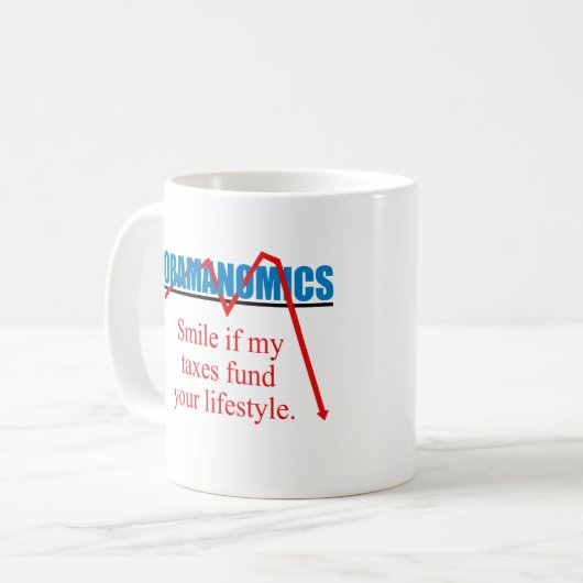 Obamanomics -私の税があなたのlifestylに資金を供給すればスマイル コーヒーマグカップ (正面左)