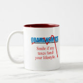 Obamanomics -私の税があなたのlifestylに資金を供給すればスマイル ツートーンマグカップ (左)
