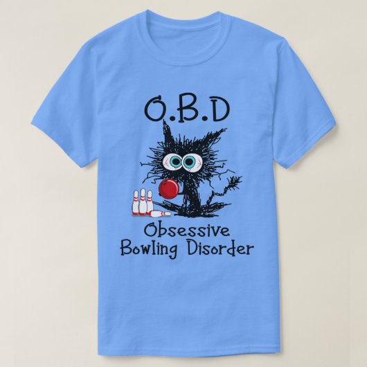 OBD強迫性ボーリングおもしろい障害ブラックキャットボウ Tシャツ (デザイン正面)