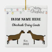 Oberhasliパーソナライズされた乳製品ヤギのホワイトクリスマス セラミックオーナメント (裏面)