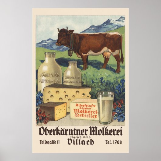 Oberkasternner Molkerei Austria Vintage Poster 193 ポスター (正面)