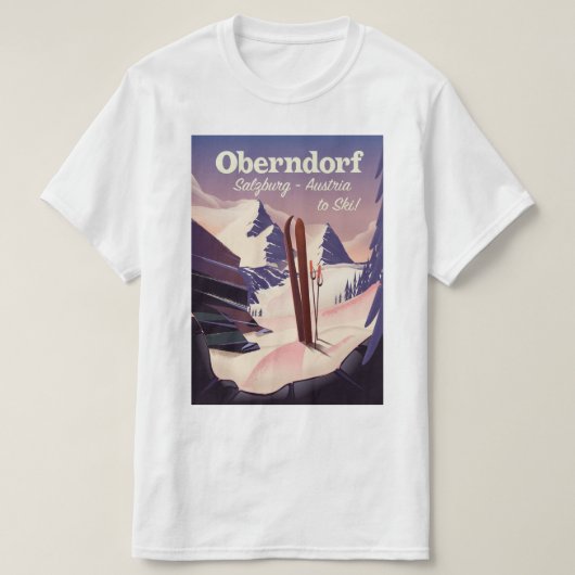 Oberndorf,ザルツブルク,オーストリア,スキーポスター Tシャツ (デザイン正面)
