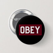 OBEY 赤ボックスタイポグラフィーボタン – 大胆なストリートウェア 缶バッジ (正面&裏面)
