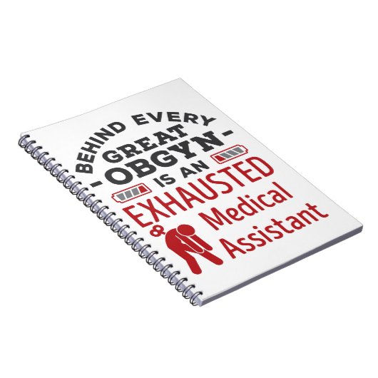 OBGYNの素晴らし疲れ果てた医療助手の後ろに ノートブック (右側)