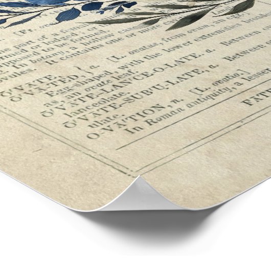 OBGYN贈り物のベビーの構造Wombと青の花模様 ポスター (角)