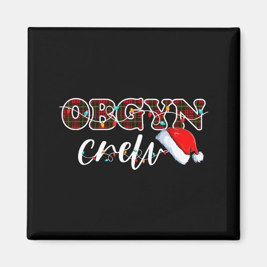 Obgyn Crew Christmas Lights Santa Hat マグネット (正面)