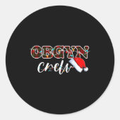 Obgyn Crew Christmas Lights Santa Hat  ラウンドシール (正面)