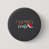 Obgyn Crew Christmas Lights Santa Hat  缶バッジ (正面)