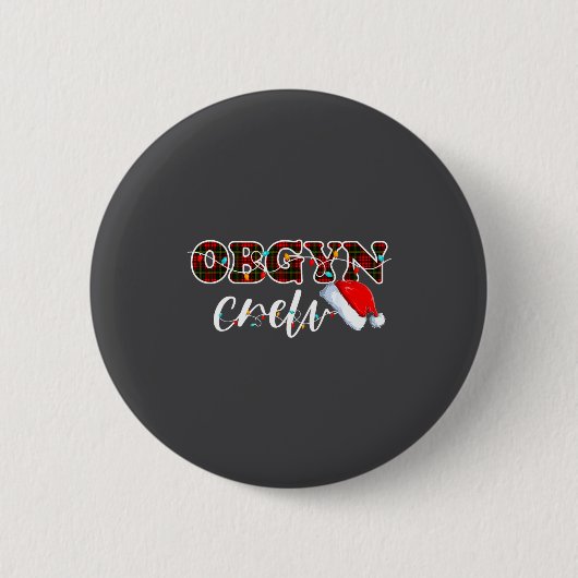 Obgyn Crew Christmas Lights Santa Hat  缶バッジ (正面)