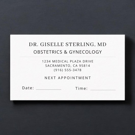 OBGYN Doctor Office Appointment Card 予約カード