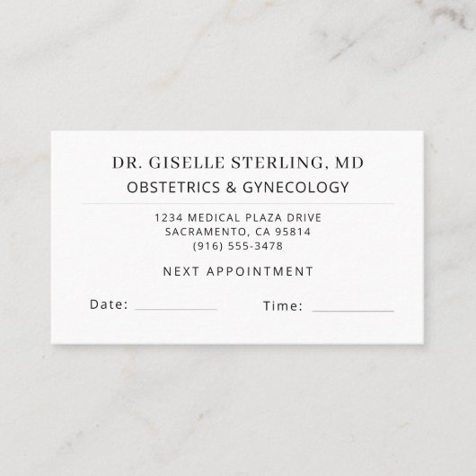 OBGYN Doctor Office Appointment Card 名刺 (正面)