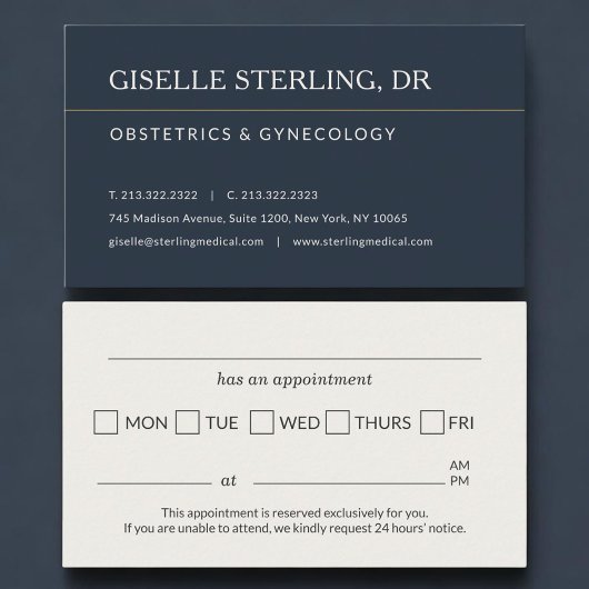 OBGYN Doctor Office Appointment Reminder 予約カード