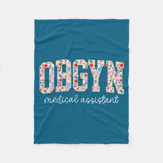 Obgyn Medical Istant Floral Ob-gyn Medical Istant  フリースブランケット (正面)