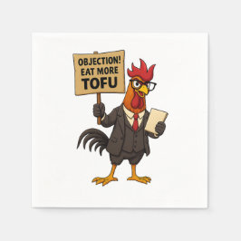 Objection! Eat More Tofu – Rooster Lawyer Protest  スタンダードカクテルナプキン