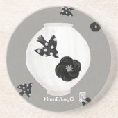objet_22_椿と鳥と陶器のサンドストーン コースター (正面)