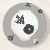 objet_22_椿と鳥と陶器のサンドストーン コースター (正面)