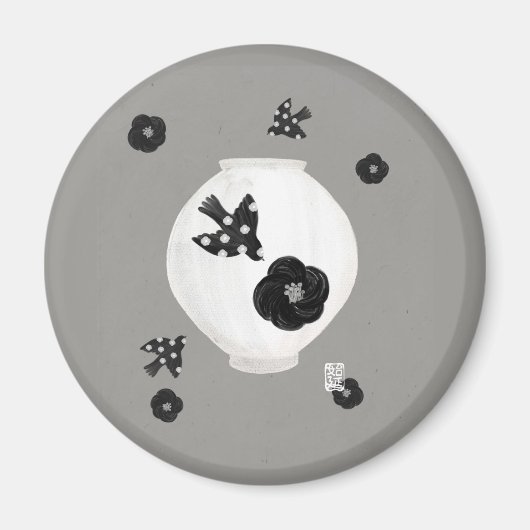 objet_22_椿と鳥と陶芸 マグネット (正面)