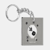 objet_22_camellia，鳥と陶器のアクリル キーホルダー (正面左)