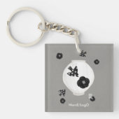 objet_22_camellia，鳥と陶器のアクリル キーホルダー (正面)