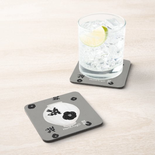 objet_22_camellia,鳥と陶器 ハードプラスチック コースター (右側)