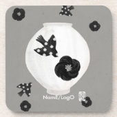 objet_22_camellia,鳥と陶器 ハードプラスチック コースター (正面)