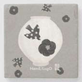 objet_22_camellia,bird and pottery ストーンコースター (正面)