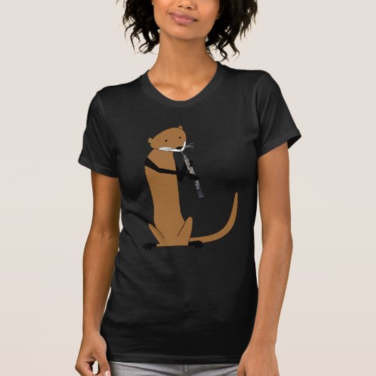 Oboeを遊んでいるカワウソ Tシャツ (正面)