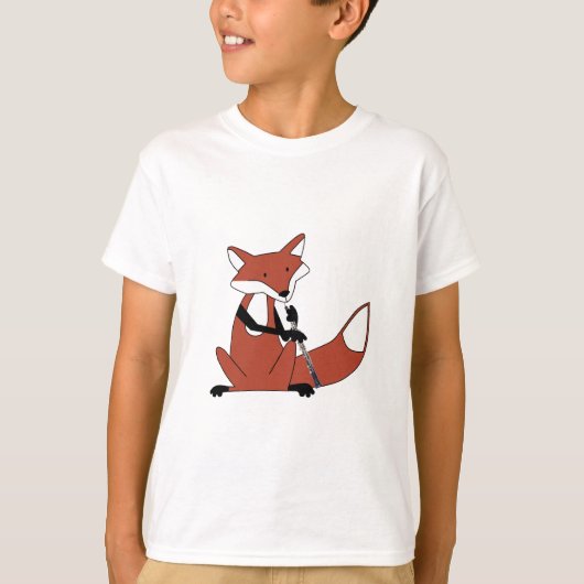 Oboeを遊んでいるキツネ Tシャツ (正面)