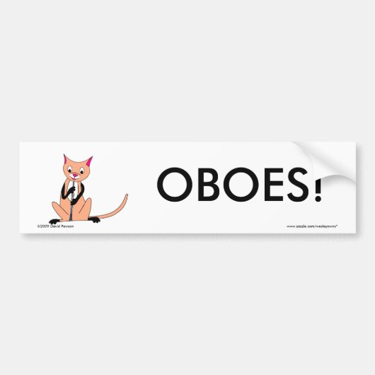 Oboeを遊んでいる猫 バンパーステッカー (正面)