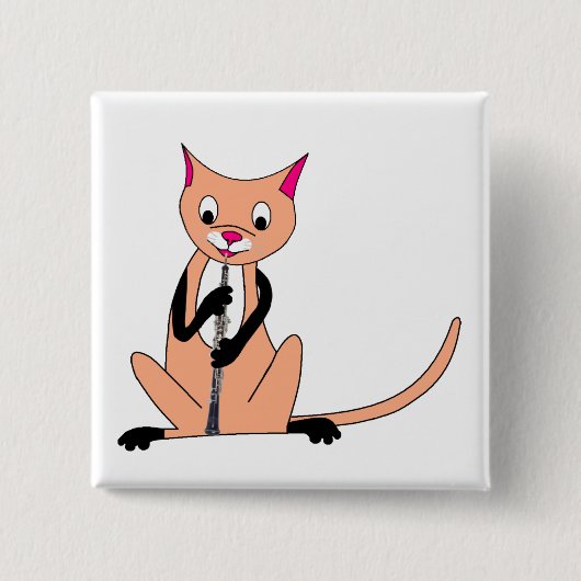 Oboeを遊んでいる猫 缶バッジ (正面)