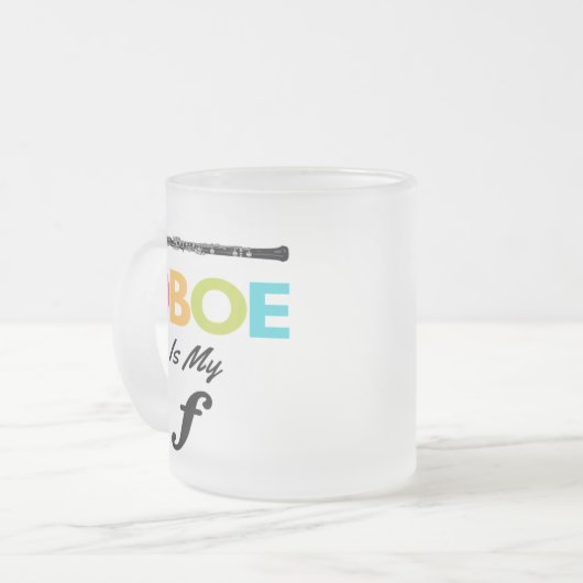 Oboeカラフルは私のフォーテOboistコーヒおもしろいーマグ フロストグラスマグカップ (正面左)