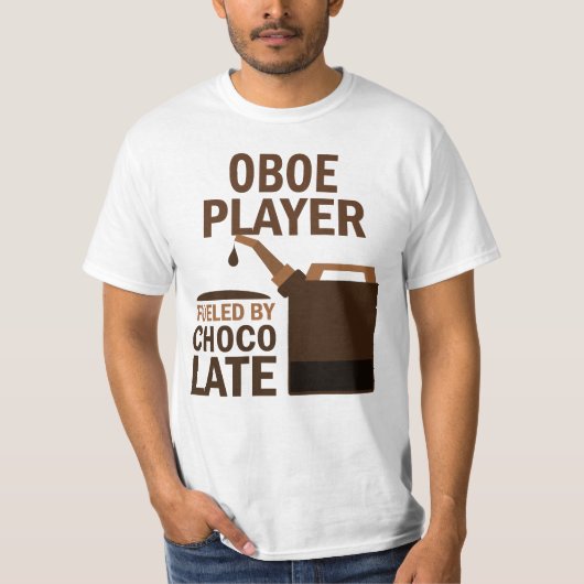 Oboeプレーヤーの(おもしろいな)チョコレート Tシャツ (正面)