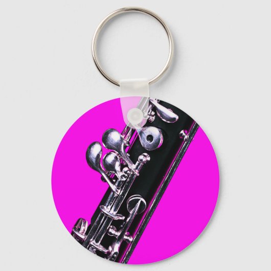 Oboe写真オンピンク背景キーチェーン キーホルダー (正面)