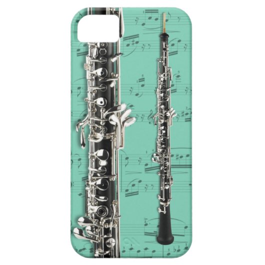 Oboe及び楽譜の電話箱。 一突き色 Case-Mate iPhoneケース (裏面)
