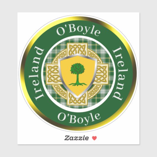O'Boyle Shield & Celtic Cross Personalized シール (シート)