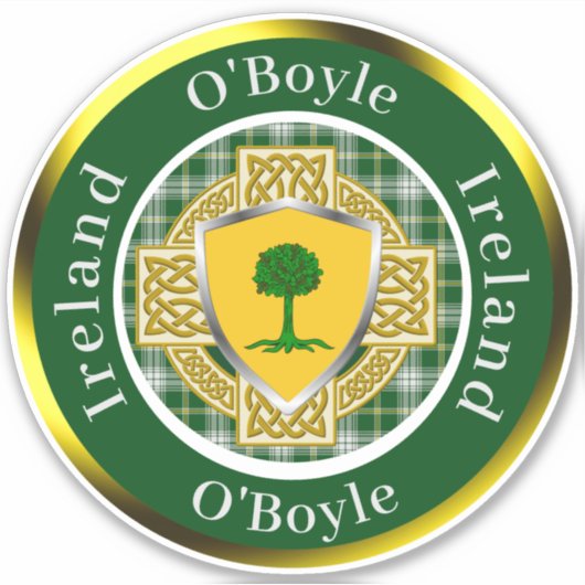 O'Boyle Shield & Celtic Cross Personalized シール (正面)