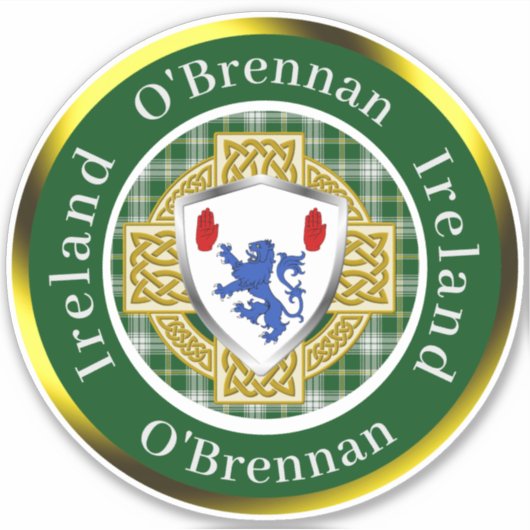 O'Brennan アイルランド シールド＆ケルトクロス 名入れ シール (正面)