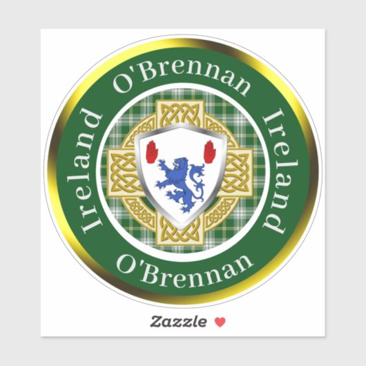 O'Brennan Irish Shield & Celtic Cross Personalized シール (シート)