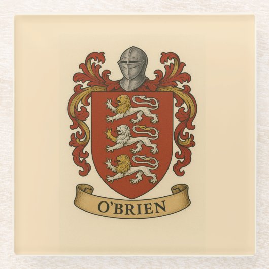 O'Brien Coat of Arms Glass Coaster ガラスコースター (正面)