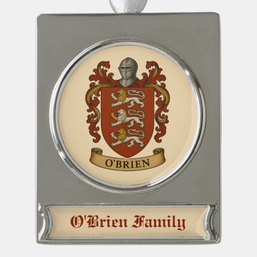 O'Brien Family Crest Silver Plated Ornament シルバープレートバナーオーナメント (正面)