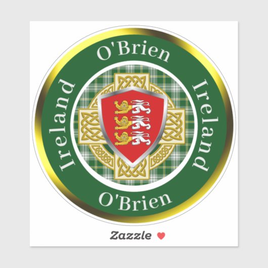 O'Brien Irish Shield & Celtic Cross Personalized シール (シート)